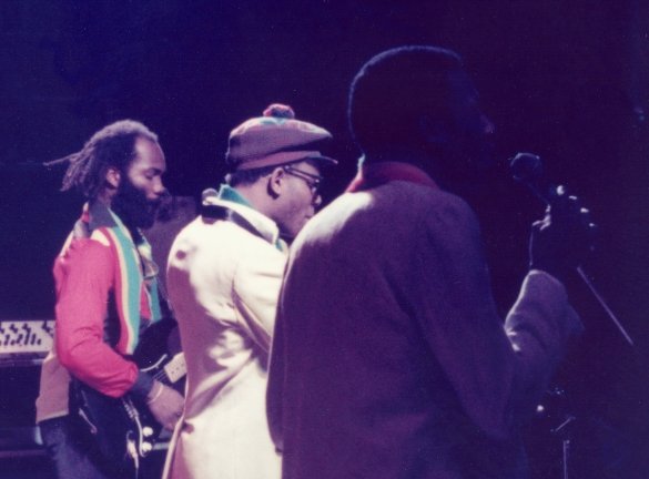 Dennis Bovell performing on stage in 1978.