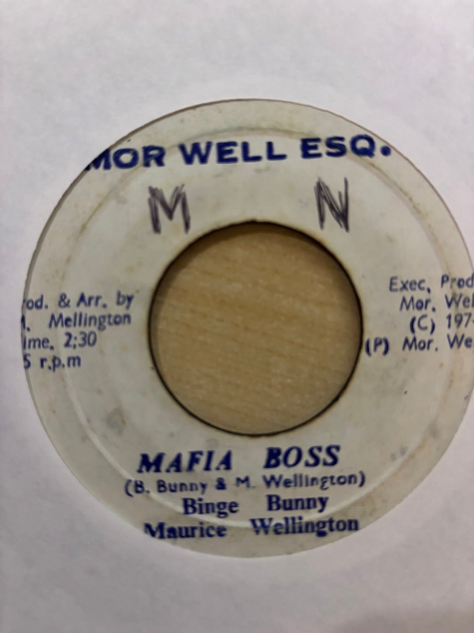 Bingy Bunny and Maurice Wellington — “Mafia Boss” Morwell Esquire 7-inch label